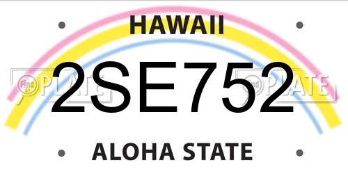 2SE752 Hawaii License Plate