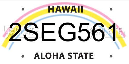 2SEG561 Hawaii License Plate
