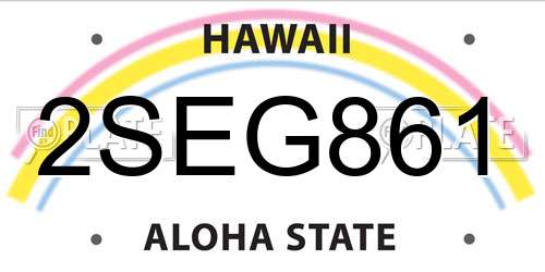 2SEG861 Hawaii License Plate