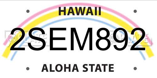 2SEM892 Hawaii License Plate