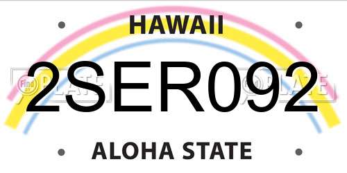 2SER092 Hawaii License Plate