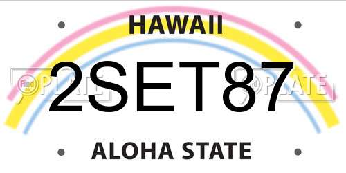 2SET87 Hawaii License Plate