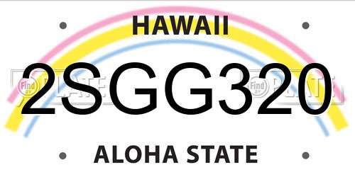2SGG320 Hawaii License Plate