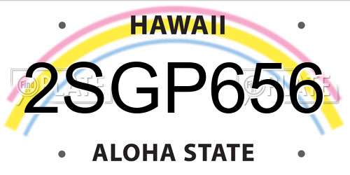 2SGP656 Hawaii License Plate