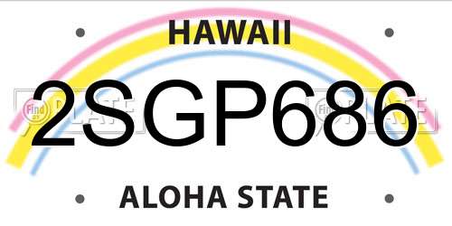 2SGP686 Hawaii License Plate