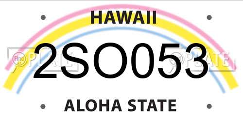 2SO053 Hawaii License Plate