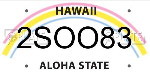 2SOO83 Hawaii License Plate