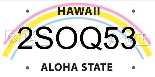 2SOQ53 Hawaii License Plate