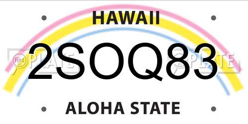 2SOQ83 Hawaii License Plate