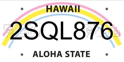 2SQL876 Hawaii License Plate
