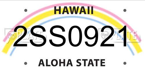 2SS0921 Hawaii License Plate