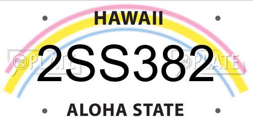 2SS382 Hawaii License Plate