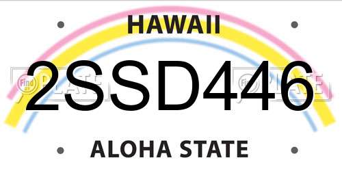 2SSD446 Hawaii License Plate