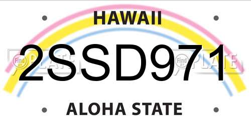 2SSD971 Hawaii License Plate