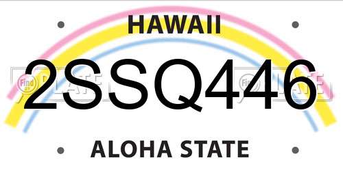 2SSQ446 Hawaii License Plate