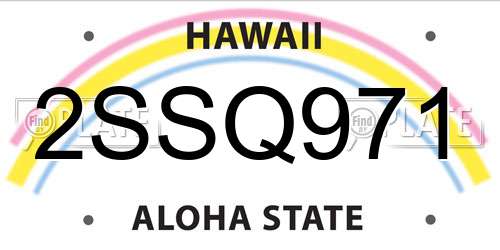 2SSQ971 Hawaii License Plate