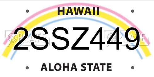 2SSZ449 Hawaii License Plate