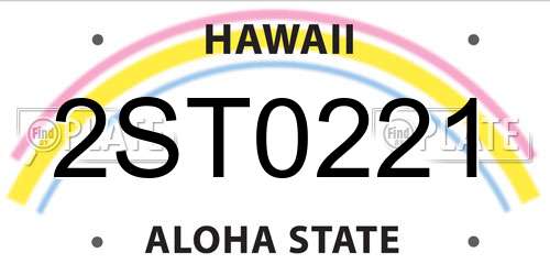 2ST0221 Hawaii License Plate