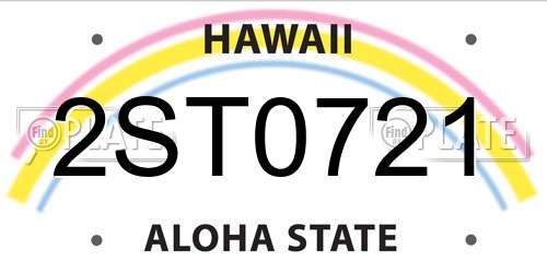 2ST0721 Hawaii License Plate