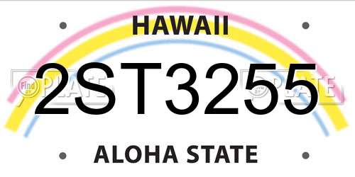 2ST3255 Hawaii License Plate