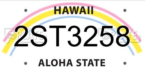 2ST3258 Hawaii License Plate