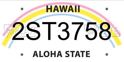 2ST3758 Hawaii License Plate