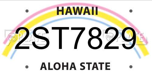 2ST7829 Hawaii License Plate