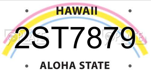 2ST7879 Hawaii License Plate
