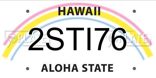 2STI76 Hawaii License Plate