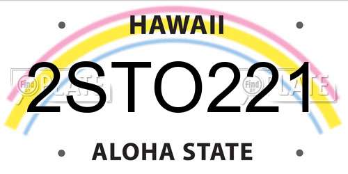 2STO221 Hawaii License Plate