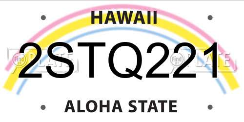 2STQ221 Hawaii License Plate