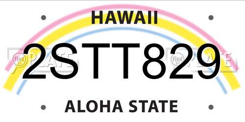 2STT829 Hawaii License Plate