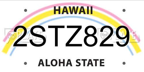 2STZ829 Hawaii License Plate