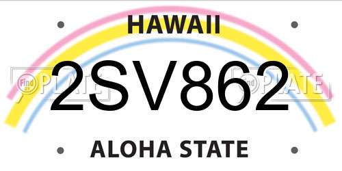 2SV862 Hawaii License Plate