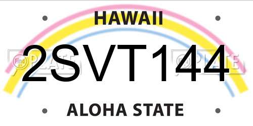 2SVT144 Hawaii License Plate