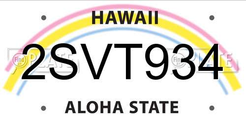 2SVT934 Hawaii License Plate