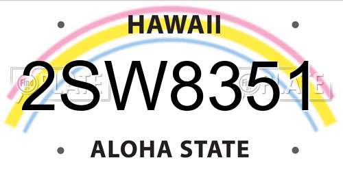 2SW8351 Hawaii License Plate