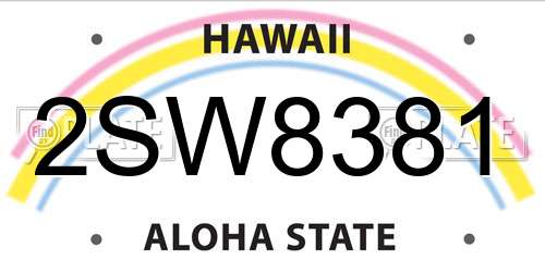 2SW8381 Hawaii License Plate