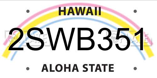 2SWB351 Hawaii License Plate