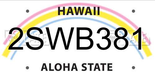 2SWB381 Hawaii License Plate