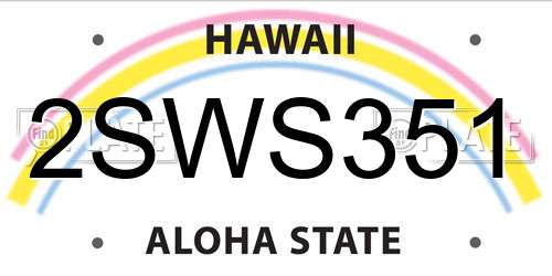 2SWS351 Hawaii License Plate