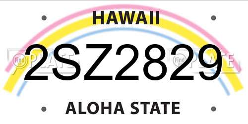 2SZ2829 Hawaii License Plate