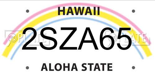 2SZA65 Hawaii License Plate