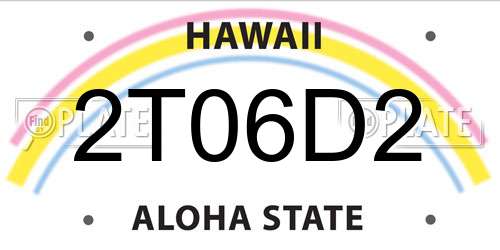 2T06D2 Hawaii License Plate