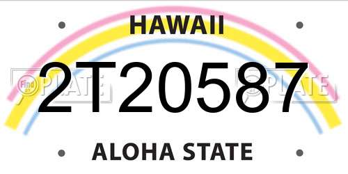 2T20587 Hawaii License Plate