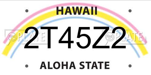 2T45Z2 Hawaii License Plate