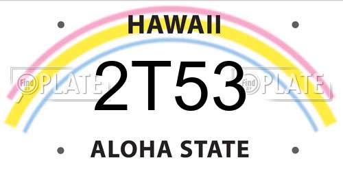 2T53 Hawaii License Plate