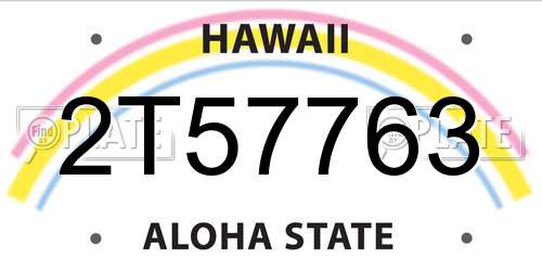 2T57763 Hawaii License Plate
