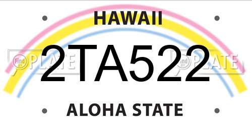 2TA522 Hawaii License Plate