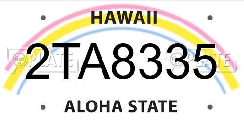 2TA8335 Hawaii License Plate